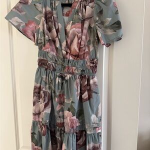 Anthropologie Women’s Dress in Blue and Pink Floral. Short size XS
